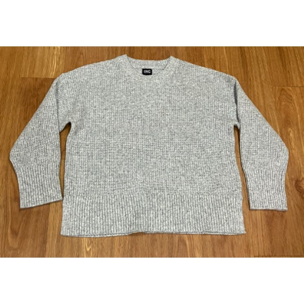 I.N.C. Women's Ribbed-Trim Chunky Knit Crewneck Pullover XL